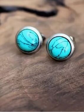 Sterling Silver Turquoise Stone Stud Earrings